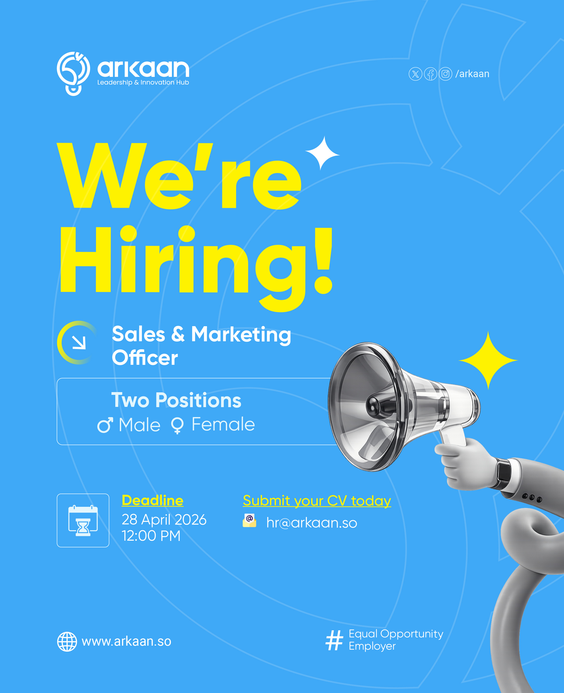 Sales and Marketing Officer (2 Positions – Male & Female)